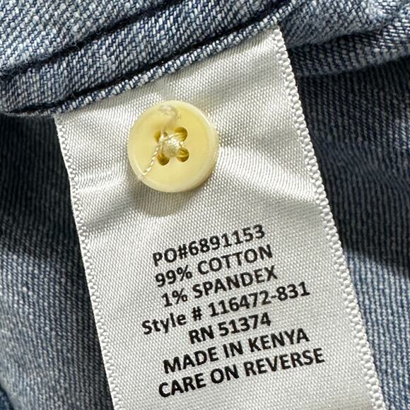 Doc Amelia Button Up Shirt Womens Size Medium M Blue Short Sleeve Cotton Blend - Picture 8 of 8